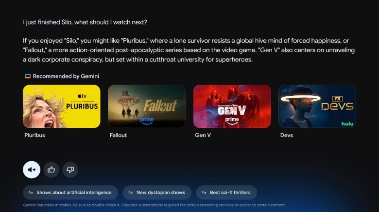 Using Gemini on Google TV for show recommendations.