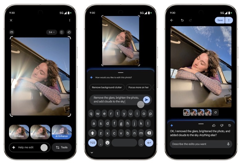 An example of conversational edits in Google Photos for Android.