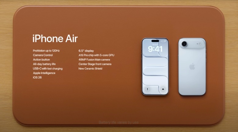 The iPhone Air highlights in Apple's YouTube guide.
