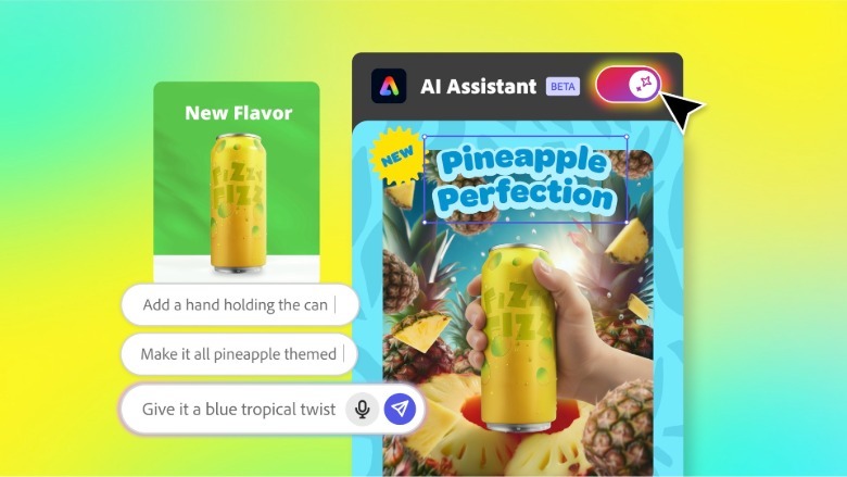 The new AI Assistant in Adobe Express.