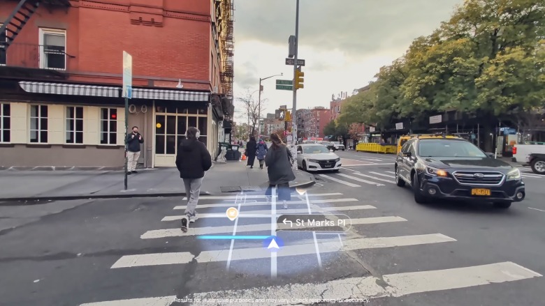 Google Maps experience on display AI glasses running Android XR.