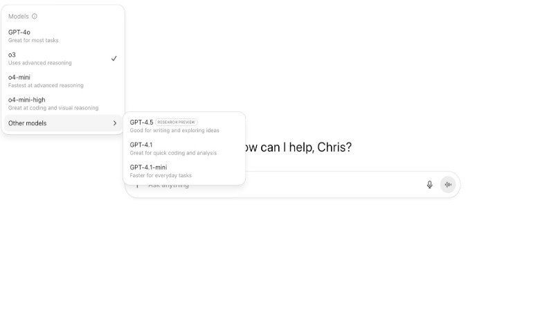 El nuevo chatgpt ui: seleccionador de modelos.