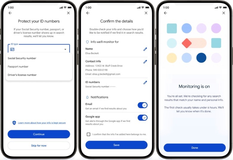 Using the Results about you feature to monitor Google Search for SSN leaks.