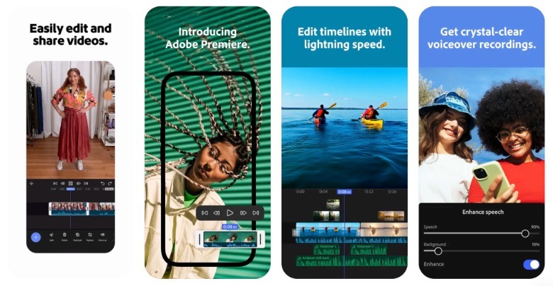 Screenshots from the Adobe Premiere app from iPhone.