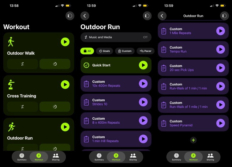 iOS 26: Setting up a custom workout on iPhone.