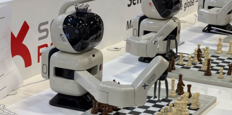 Sense Robot playing chess on a chess board