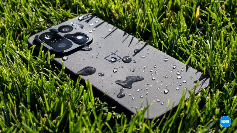Back of the OnePlus 15 on grass