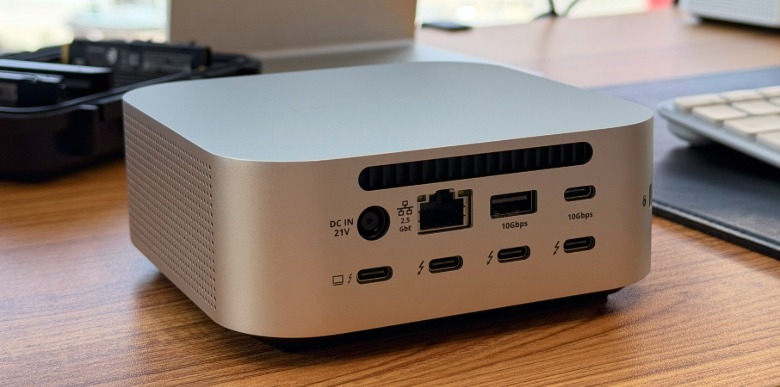 Satechi's new Premium CubeDock on a desk showing ports